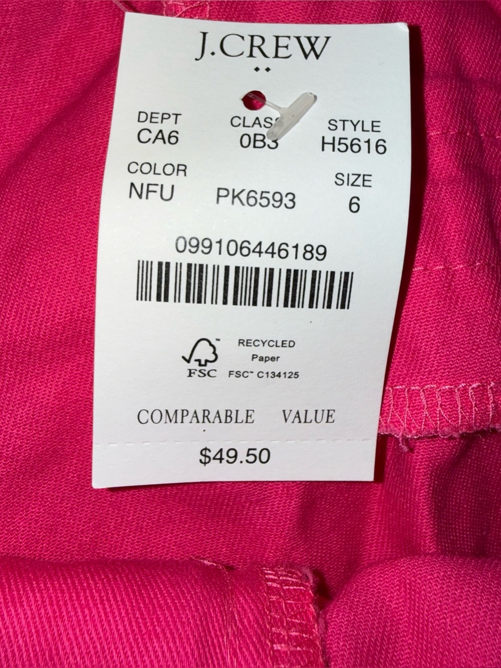 J. Crew Women’s sz 6 Bright Hot Pink Cotton Classic Chino Casual Shorts new nwt - Picture 9 of 11